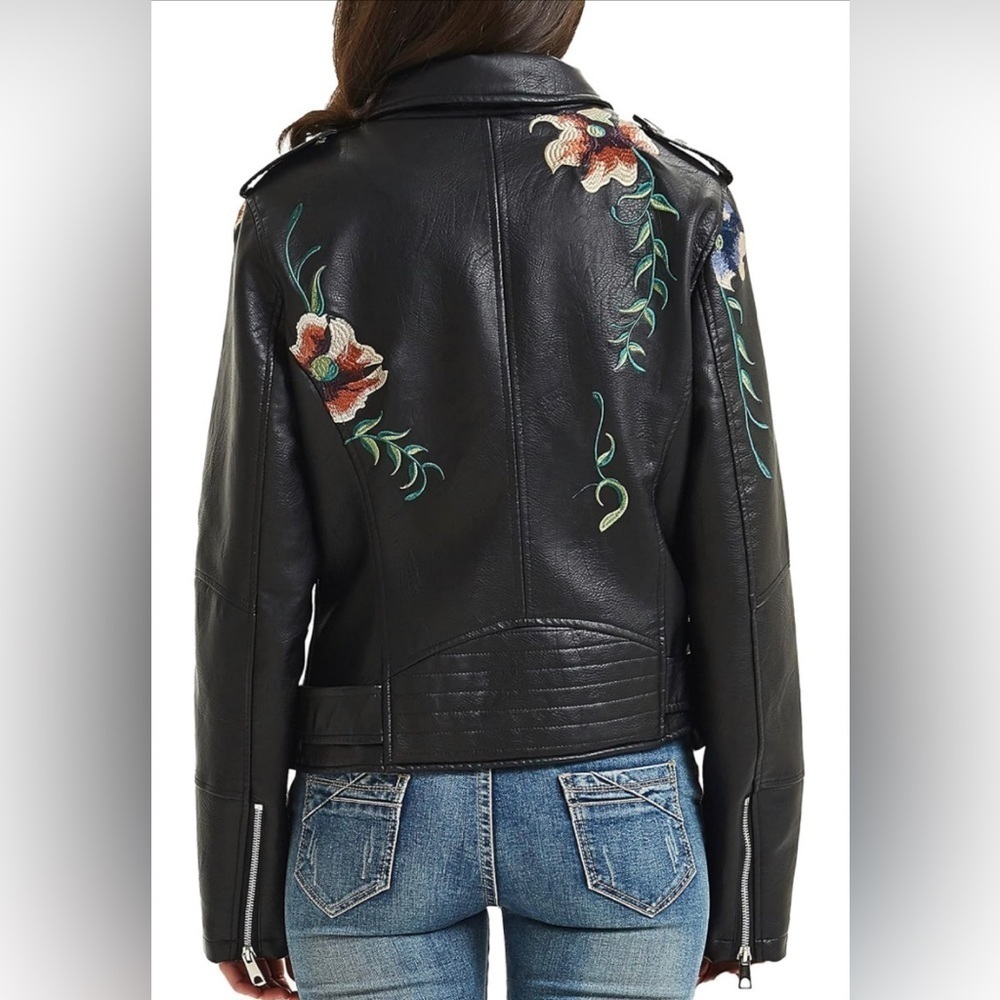 Host Pick Faux Leather Floral Moto Jacket - Picture 2 of 12